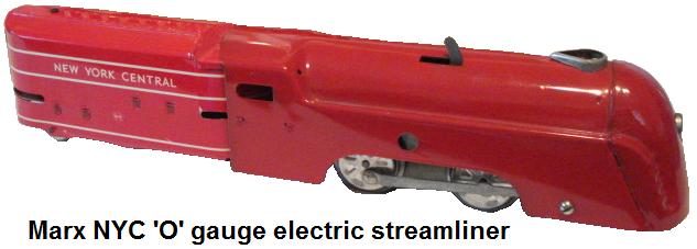 Marx tinplate lithographed electic NYC streamliner in 'O' gauge