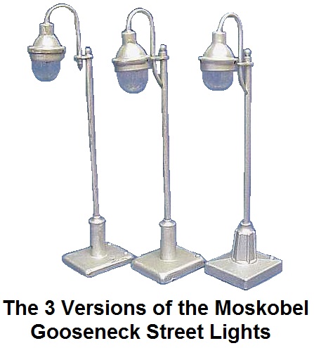 Moskobel Lamp Posts Left & Center Early style - - - Right Later style USSR