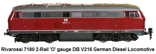 Rivarossi #7180 German Tedesco V160 diesel DB European Loco 'O' gauge plastic, double motor, 14 in long