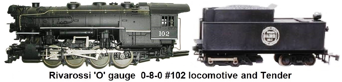 '0' gauge 2-rail Rivarossi 0-8-0 #102 Indiana Harbor Belt Steam Loco and Tender