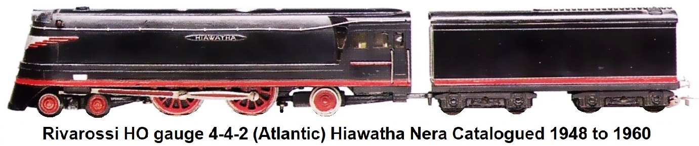 Rivarossi HO Scale Hiawatha 4-4-2 Atlantic Streamlined Loco in Black made 1948 to 1960