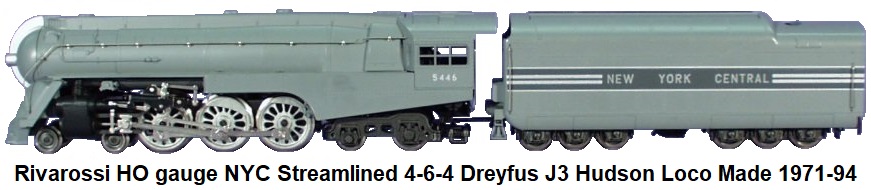 Rivarossi HO gauge 4-6-4, NYC J3 Streamlined Dreyfus Hudson made 1971 to 1994