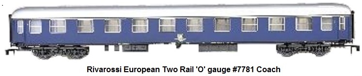 Rivarossi #7781 Two Rail 'O' gauge European Side Corridor Coach