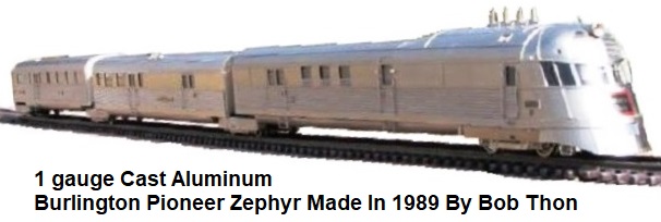 Roberts' Lines 1 gauge scale replica of the Burlington Pioneer Zephyr made in Korea circa 1989