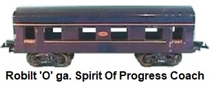 Robilt 'O' gauge Spirit of Progress passenger coach