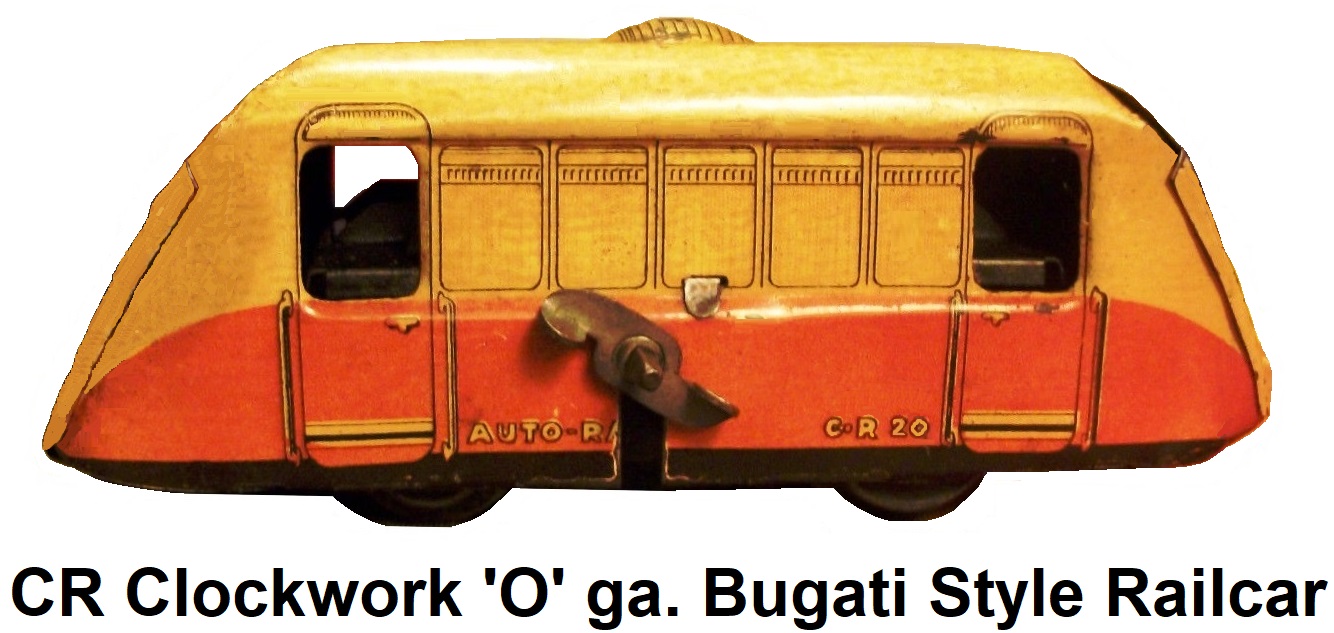 Rossignol CR tinplate 'O' gauge Clockwork Bugati Style Railcar