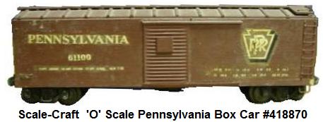 Scale-Craft 'O' Scale Kit-built Pennsylvania RR Box Car catalog #418870
