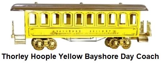 Thorley Hoople Toy Train Company Standard gauge yellow Bayshore Day Coach