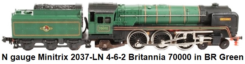 Trix N gauge Minitrix 2037-LN 4-6-2 Britannia 70000 in BR Green