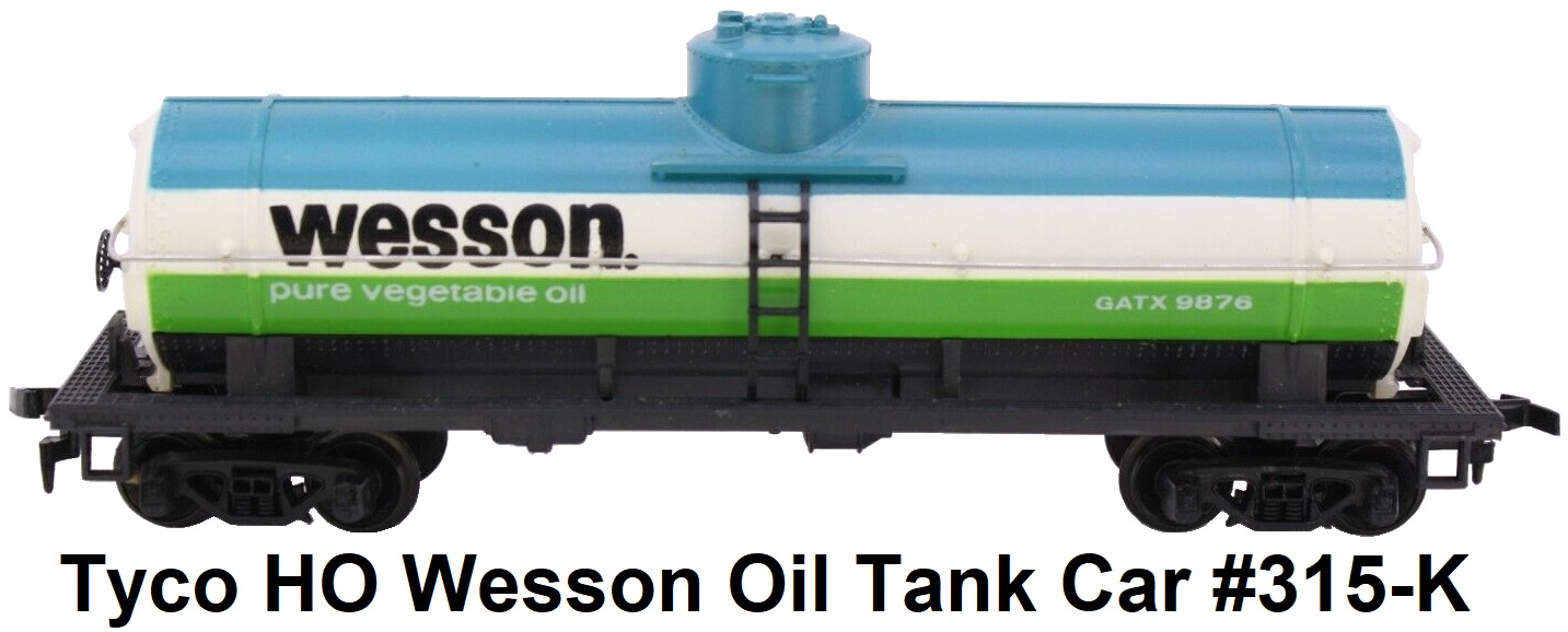 Tyco HO Wesson Oil Single Dome Tank Car GATX 9876 brown box era