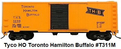 Tyco HO Toronto Hamilton and Buffalo 40' steel box car #T311-M red box era