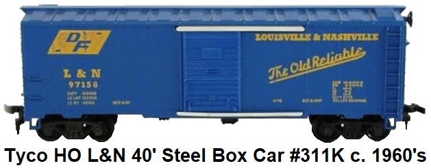 Tyco HO L&N 40' Steel box car #311-K red box era