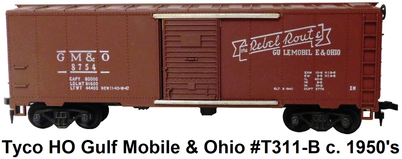 Tyco HO Gulf Mobile and Ohio 40's steel box car blue box era #T311-B