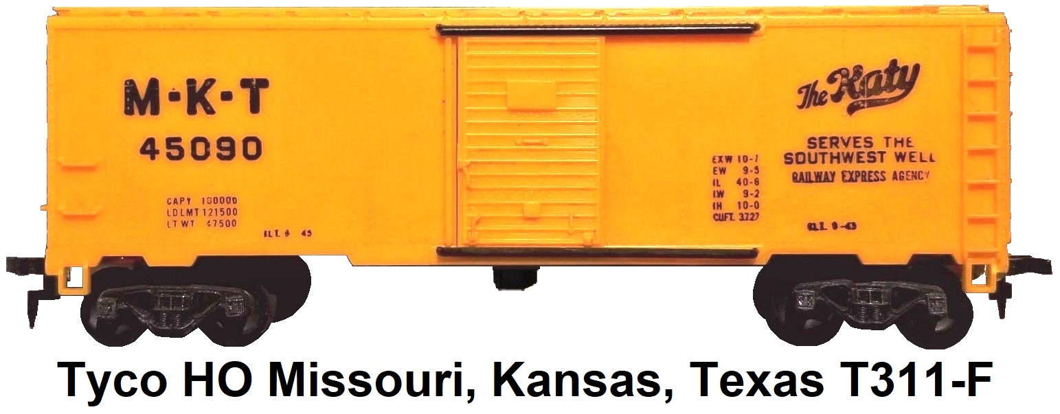Tyco HO Missouri, Kansas, Texas the Katy 40' steel box car T311-F c. 1950's
