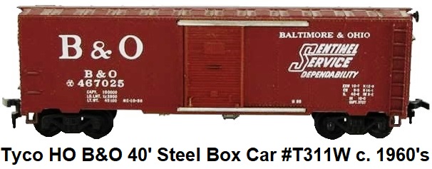 Tyco HO Baltimore & Ohio 40' Steel Box car #T311W red box era