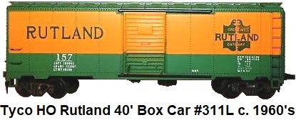 Tyco HO Rutland 40' steel box car #311-L red box era