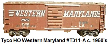 Tyco HO western Maryland 40' steel box car blue box era #T311-A