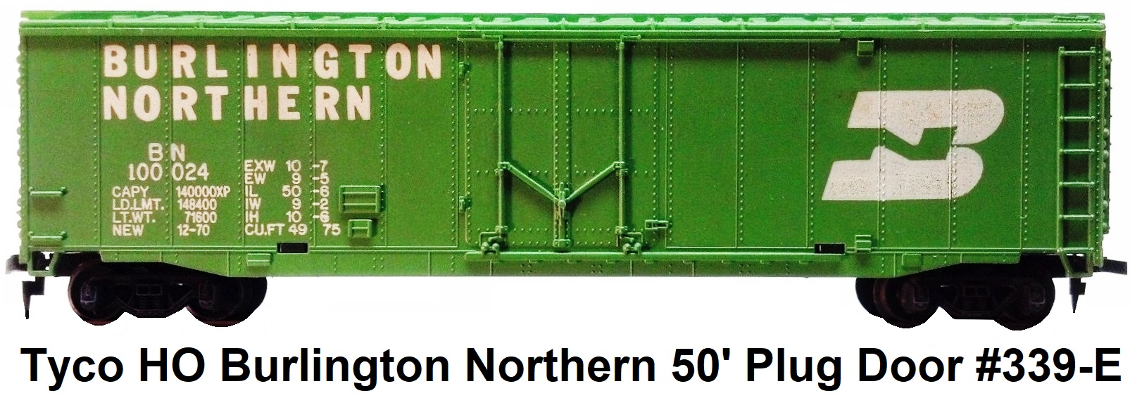 Tyco HO Burlington Northern 50' plug door box car #339-E