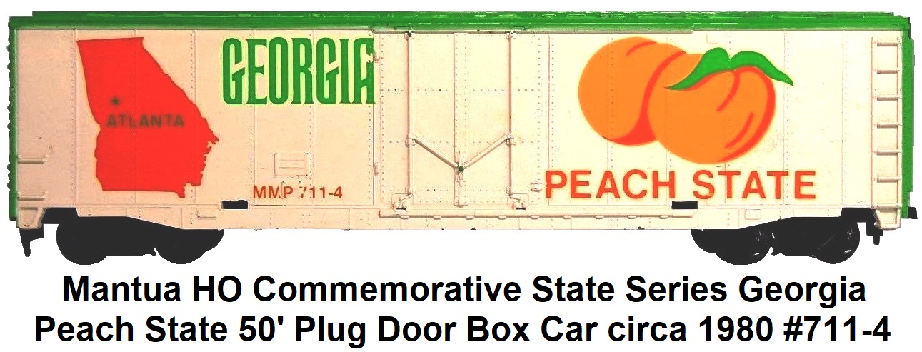 Mantua HO Commemorative State Series Georgia Peach State 50' Plug Door Box Car #711-4 circa 1980