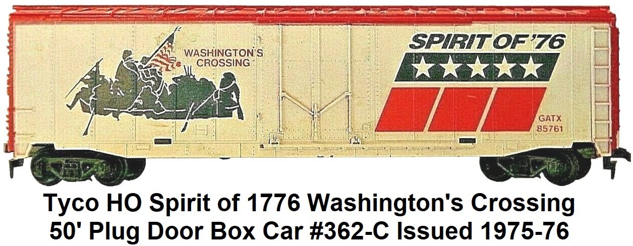 Tyco HO Spirit of 1776 Washington's Crossing 50' Plug Door Box Car #362-C 1975-76