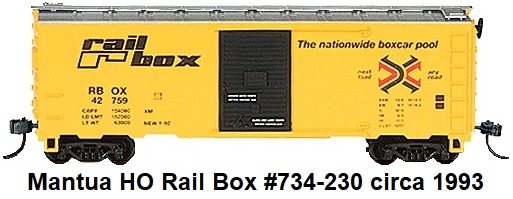 Mantua HO Rail Box 41' Steel Box Car #734-230 circa 1993