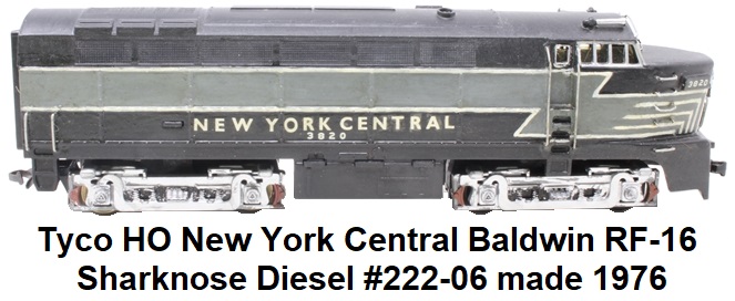 Tyco HO New York Central TY222-06-PO Sharknose Diesel #222-06 -1976 Release