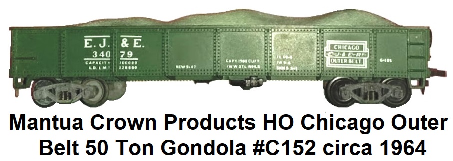 Mantua Crown Products HO Chicago Outer Belt 50 ton gondola #C152 circa 1964