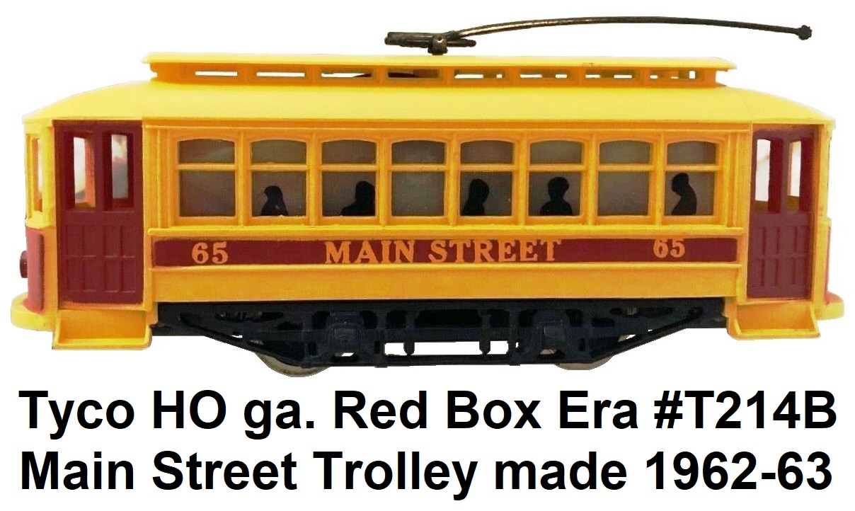 Tyco Mantua HO scale Red Box era #T214B Main Street 8-window Brill Trolley circa 1962-3