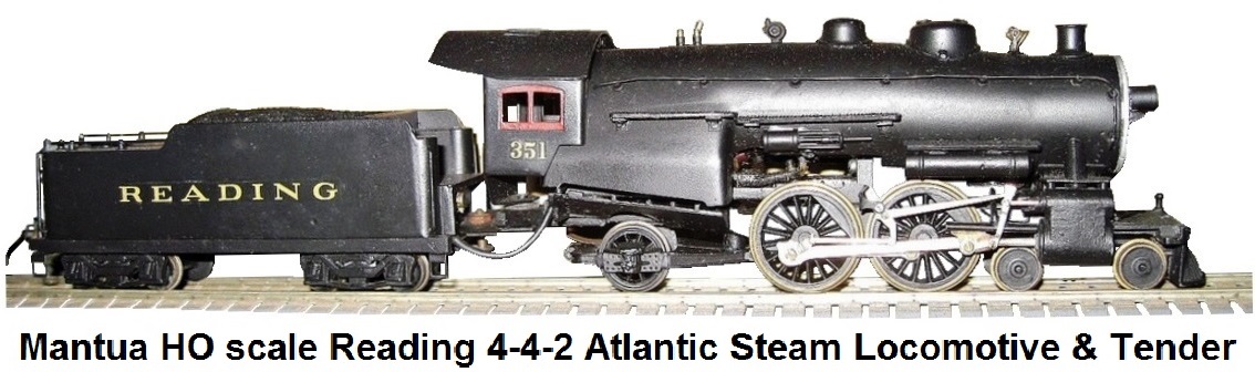 Mantua HO scale Reading 4-4-2 Atlantic steam loco & tender
