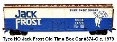 Tyco 50' Jack Frost Sugar Old Time box car in HO Scale #374-C 1979