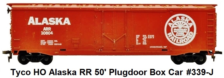 Tyco HO Alaska RR 50' Plug Door Box car ARR 10804 #339-J