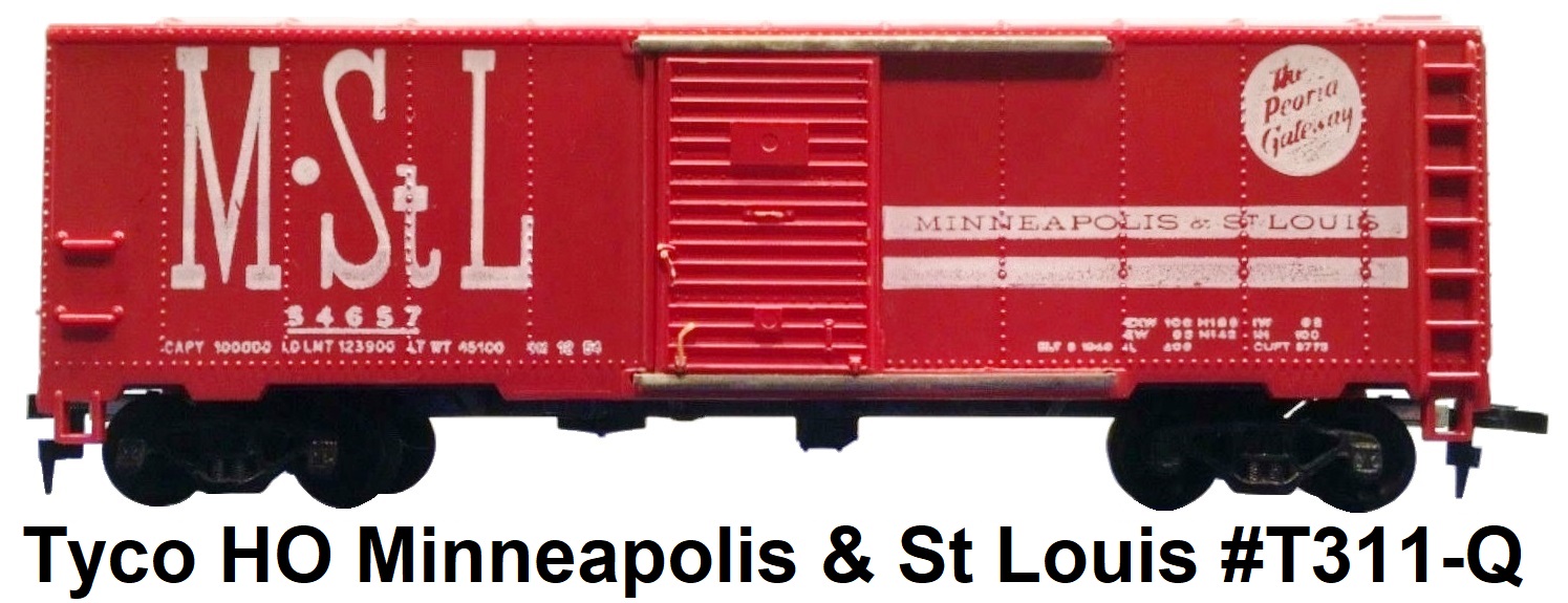 Tyco HO Minneapolis & St Louis 54657 40' steel box car #T311-Q