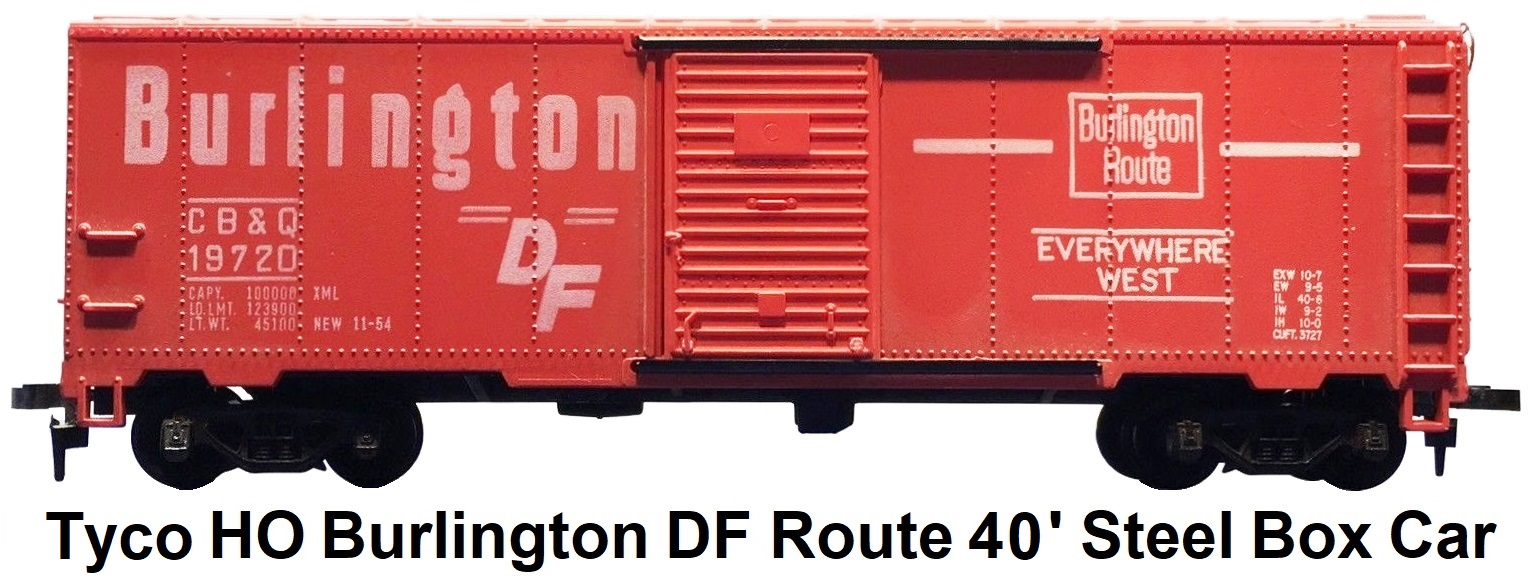 Tyco HO Burlington DF Route - Everywhere West CB&Q 19720 40' steel box car T311-T