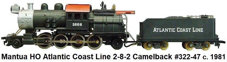 Mantua 2-8-2 HO Atlantic Coast Line Camelback Mikado loco #322-47 issued 1981