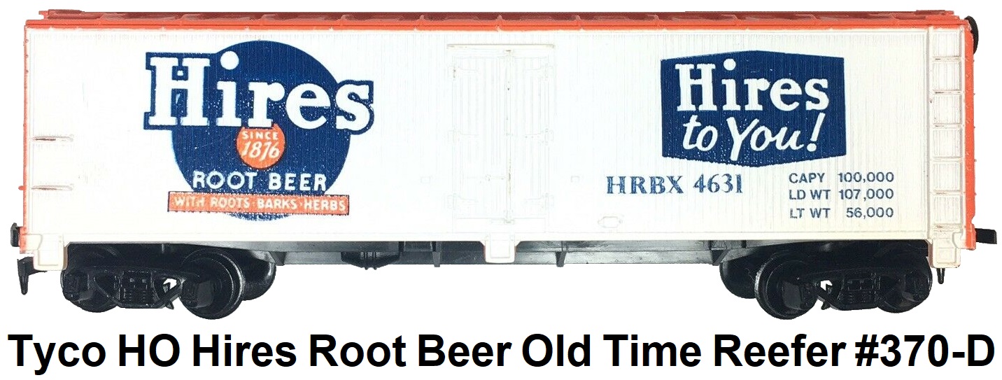 Tyco HO Hires Root Beer 40' old-time wood-side reefer #370-D circa 1978