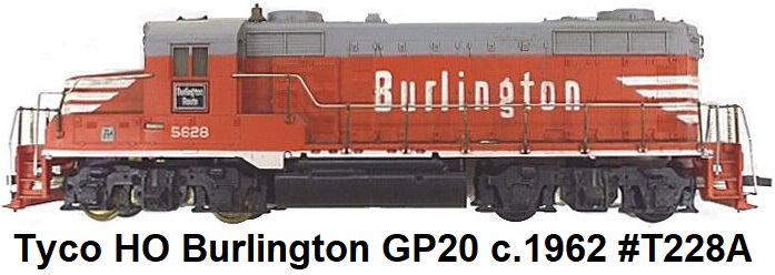 Tyco HO CBQ Burlington GP20 Diesel Locomotive Red Box era release from 1962 #T228A