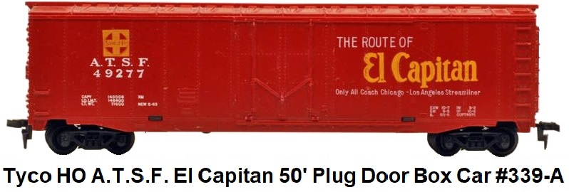 Tyco HO El Capitan Santa Fe 50' Plug Door Box Car #339-A