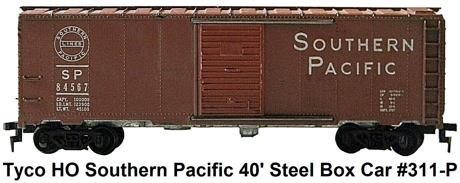 Tyco HO Southern Pacific 40' steel box car #311-P