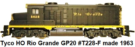 Tyco HO Denver & Rio Grande GP20 diesel Red Box era 1963 release #T228F