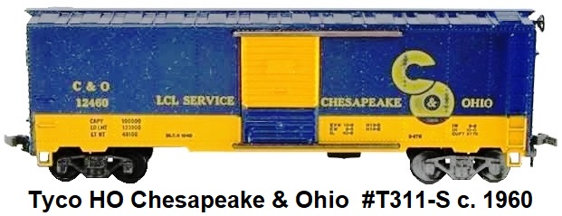 Tyco HO Chesapeake & Ohio C&O 40' steel box car red box era #T311-S c.1960