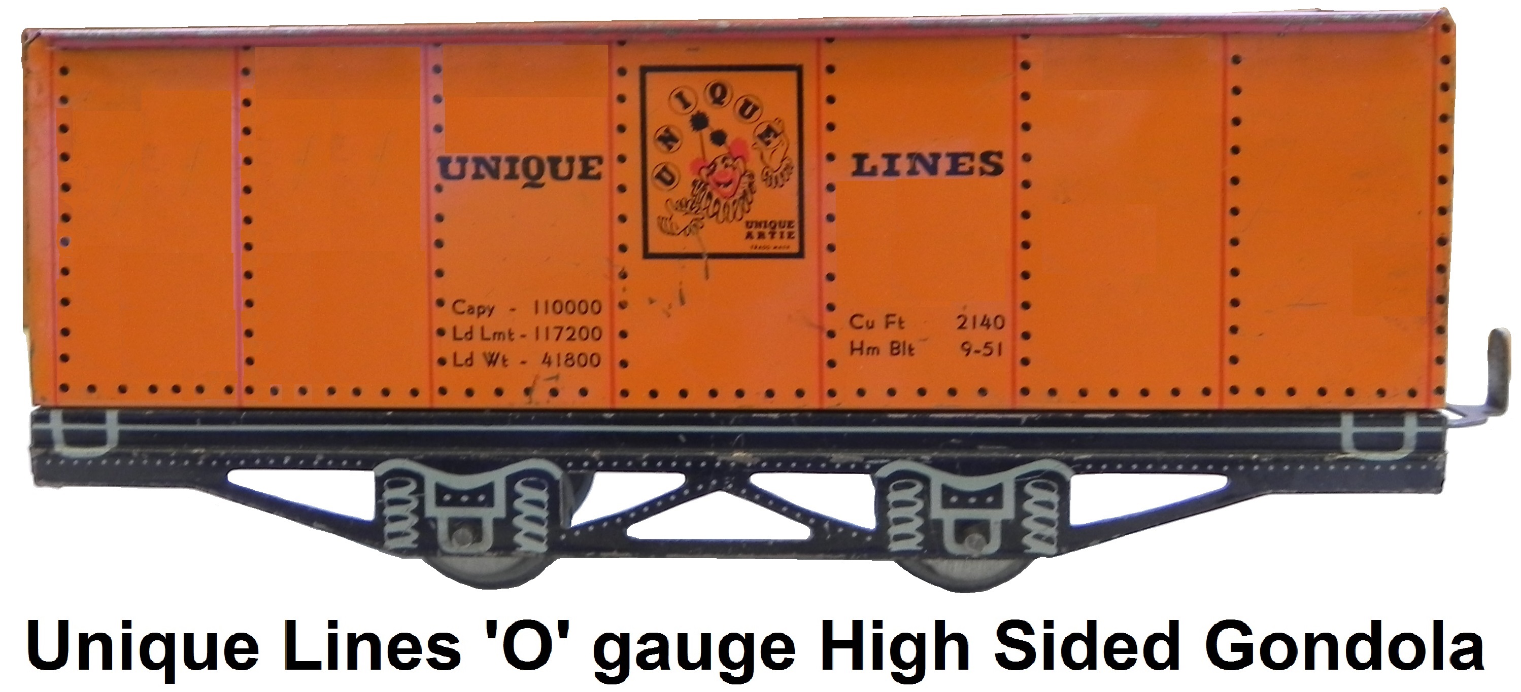 Unique Lines tinplate lithographed 'O' gauge high sided gondola