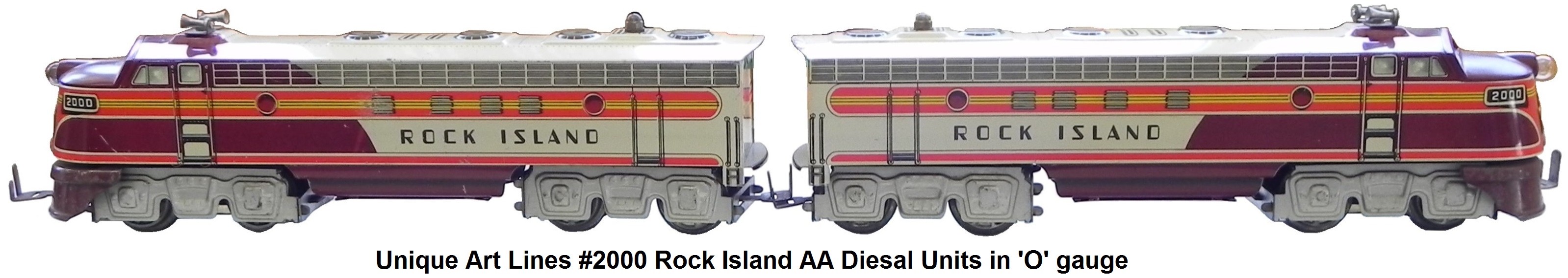 Unique Lines Rock Island tinplate lithographed 'O' gauge diesal locomotive