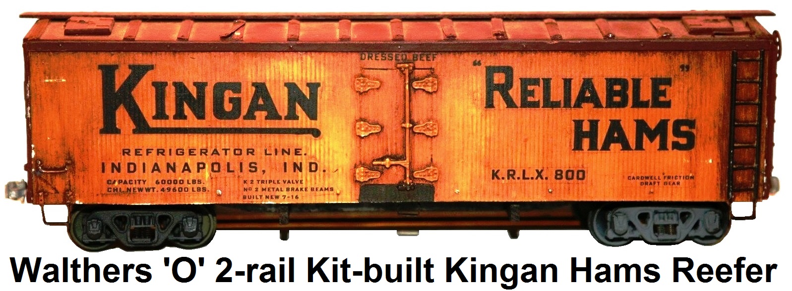 Walthers 'O' scale 2-rail Kit-built Kingan Reliable Hams Reefer