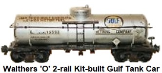 Walthers 'O' scale Kit-built 2-rail Gulf Tank Car #15592
