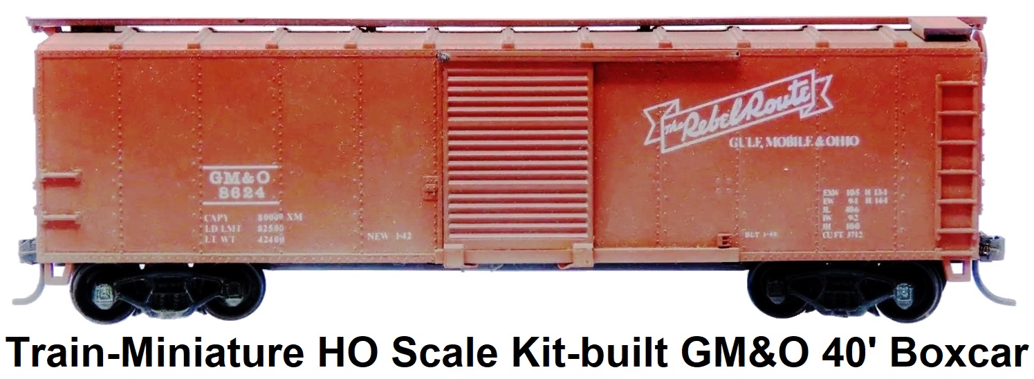 Train-Miniature HO scale kit-built GM&O Gulf, Mobile & Ohio 40' Boxcar #8624