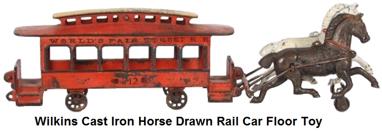 Wilkins Cast Iron Horse Drawn Rail Car Toy