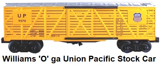 Williams Electric Trains 'O' gauge Union Pacific Stock Car from original AMT/Kusan tooling
