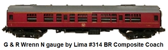G & R Wrenn Micro Models N gauge by Lima BR #314 maroon composite coach